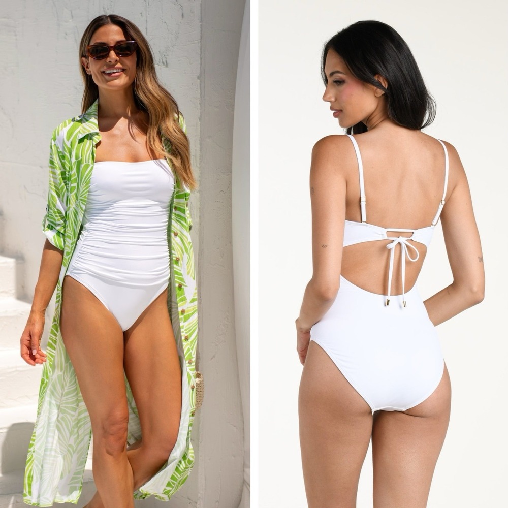 La Blanca Womens Standard Island Goddess Lingerie One Piece Swimsuit White US 12